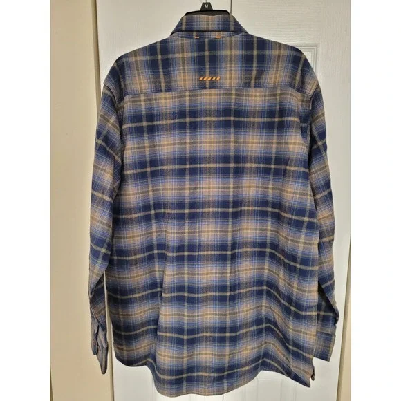 Ariat Rebar Warm Flannel Durastretch LS Work Jacket Navy Khaki Plaid Mens Sz M - Picture 5 of 5